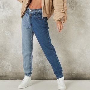 BRAND NEW TAGS ON Blue Colorblock Double Waistband Mom Jeans from Missguided